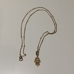 14K Gold Filled Beaded Chain Necklace with 24K Gold Vermeil Hamsa Pendant